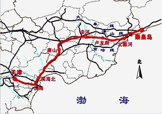 津秦客运专线（津秦高铁）线路图