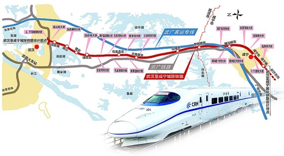 武咸城际铁路线路图