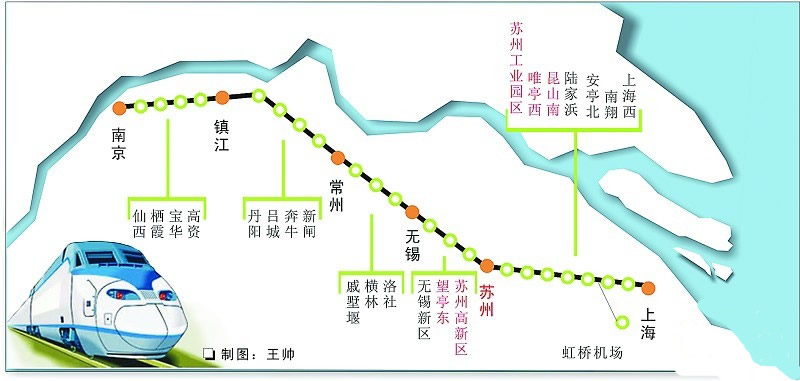 沪宁高铁线路图