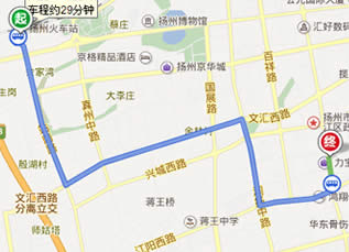 扬州火车站到扬州西站地图