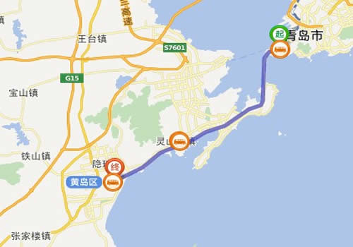 青岛火车站到黄岛地图